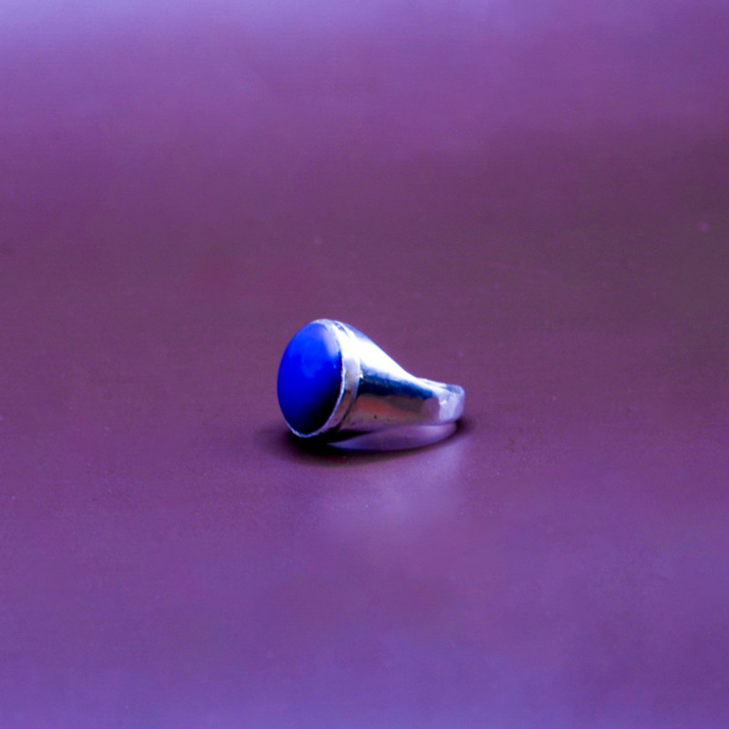 Blue Agate Silver Ring