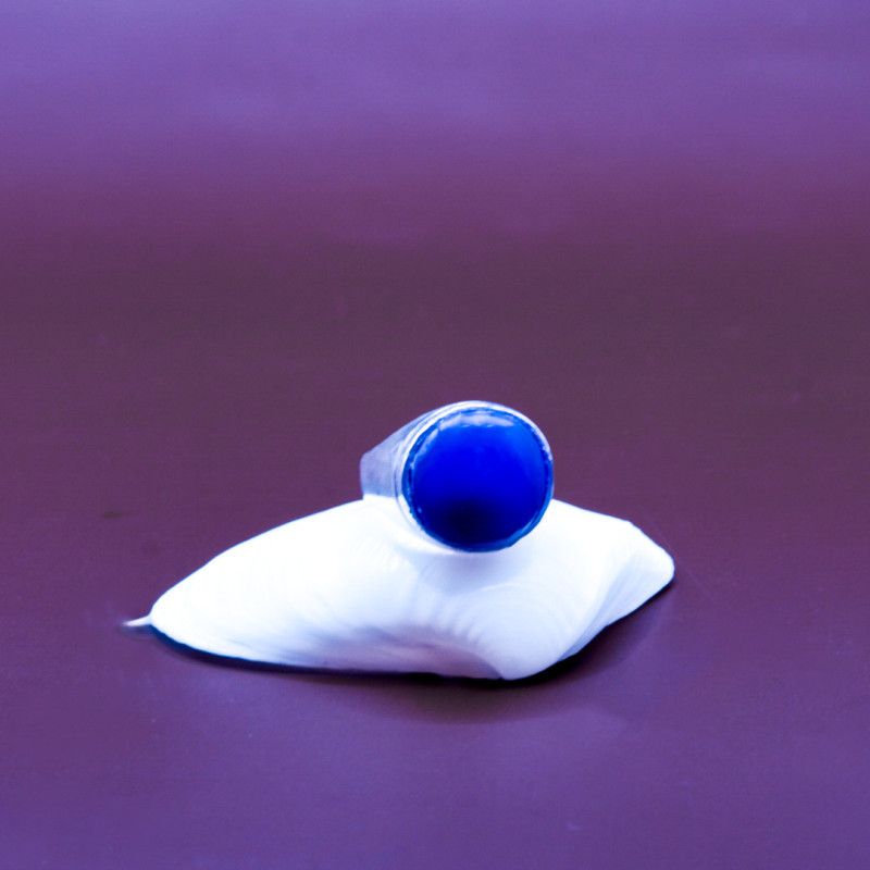 Blue Agate Silver Ring