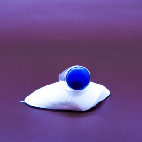 Blue Agate Silver Ring