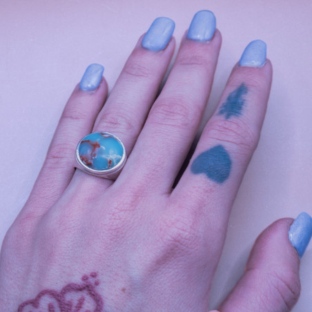 Agalmatolite Silver Ring