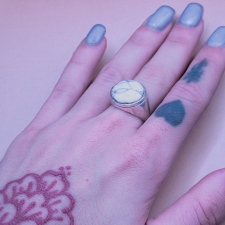 Howlite Silver Ring