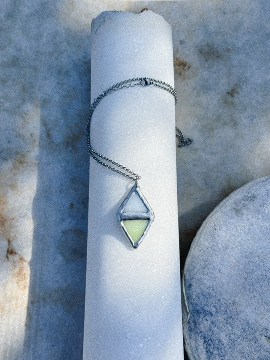 Ice Blue/Jade Green Rhombus Necklace