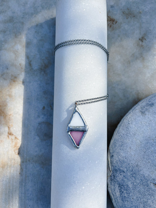 White/Pink Rhombus Necklace